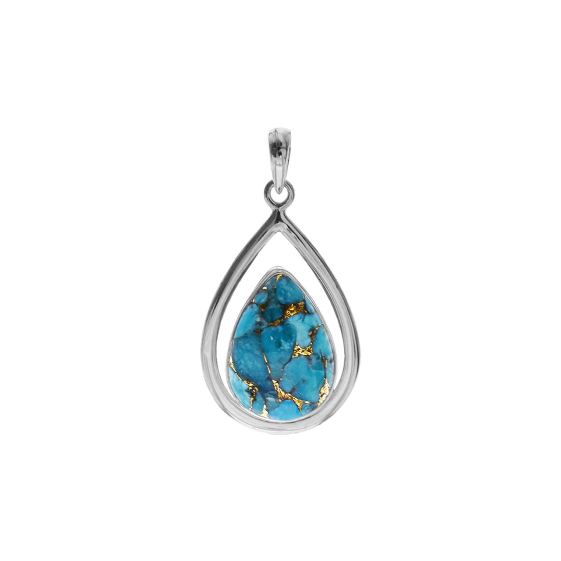 Amy teardrop blue mohave turquoise pendant with frame
