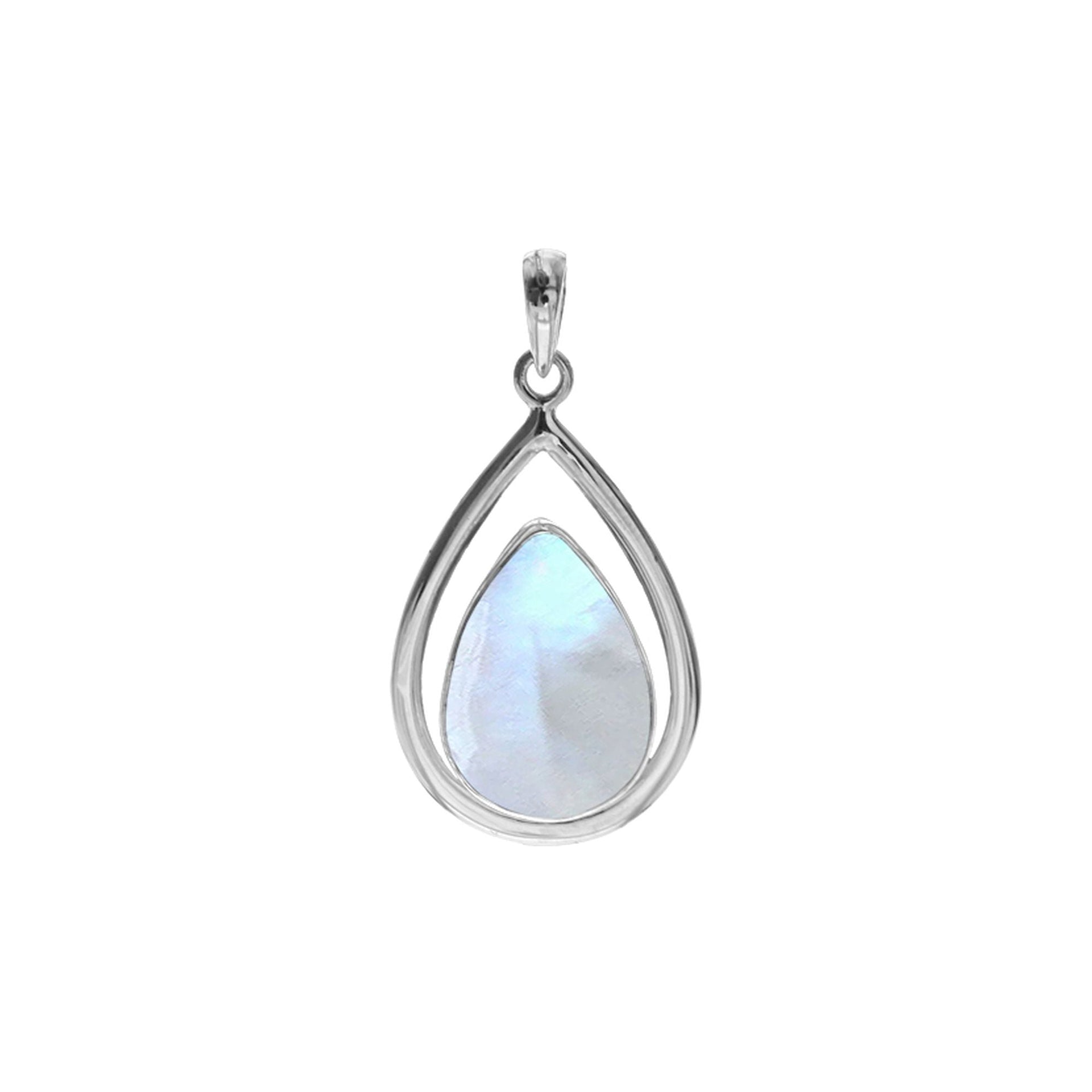 Amy teardrop rainbow moonstone pendant with frame
