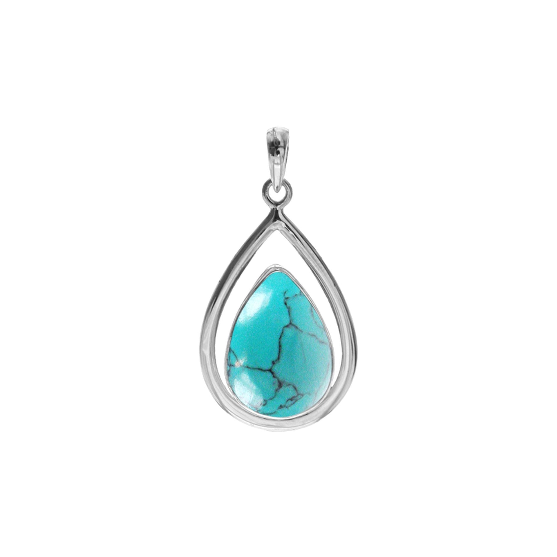 Amy teardrop turquoise pendant with frame