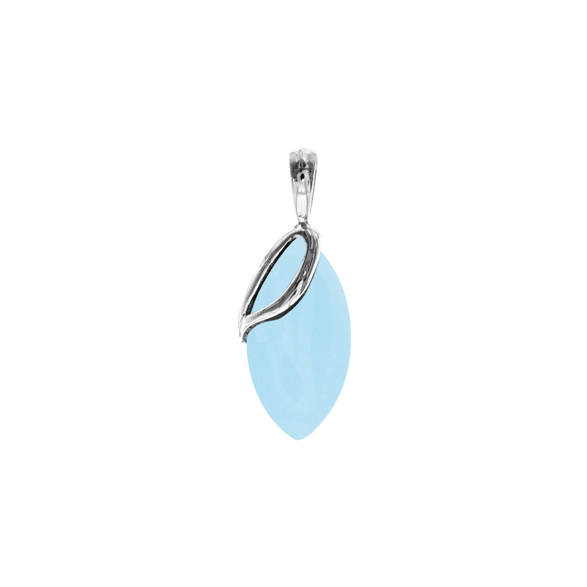 Viola marquis blue chalcedony overlay pendant