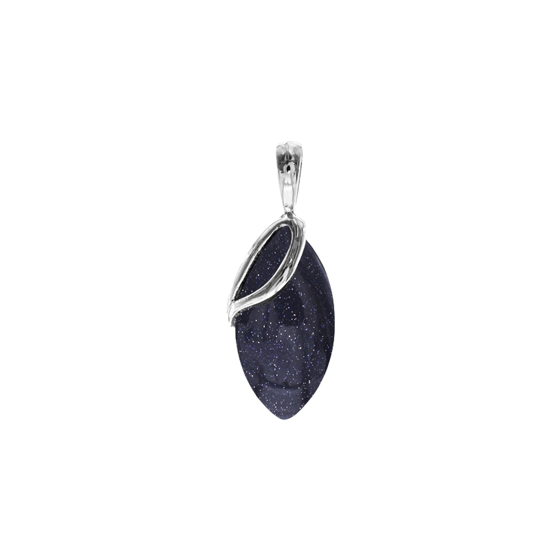 Viola marquis blue goldstone overlay pendant