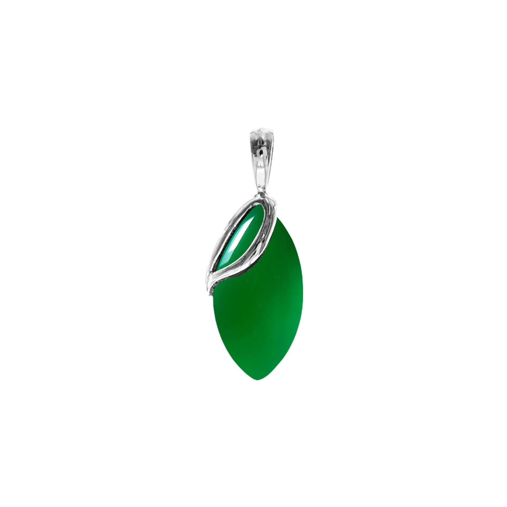 Viola marquis green agate overlay pendant