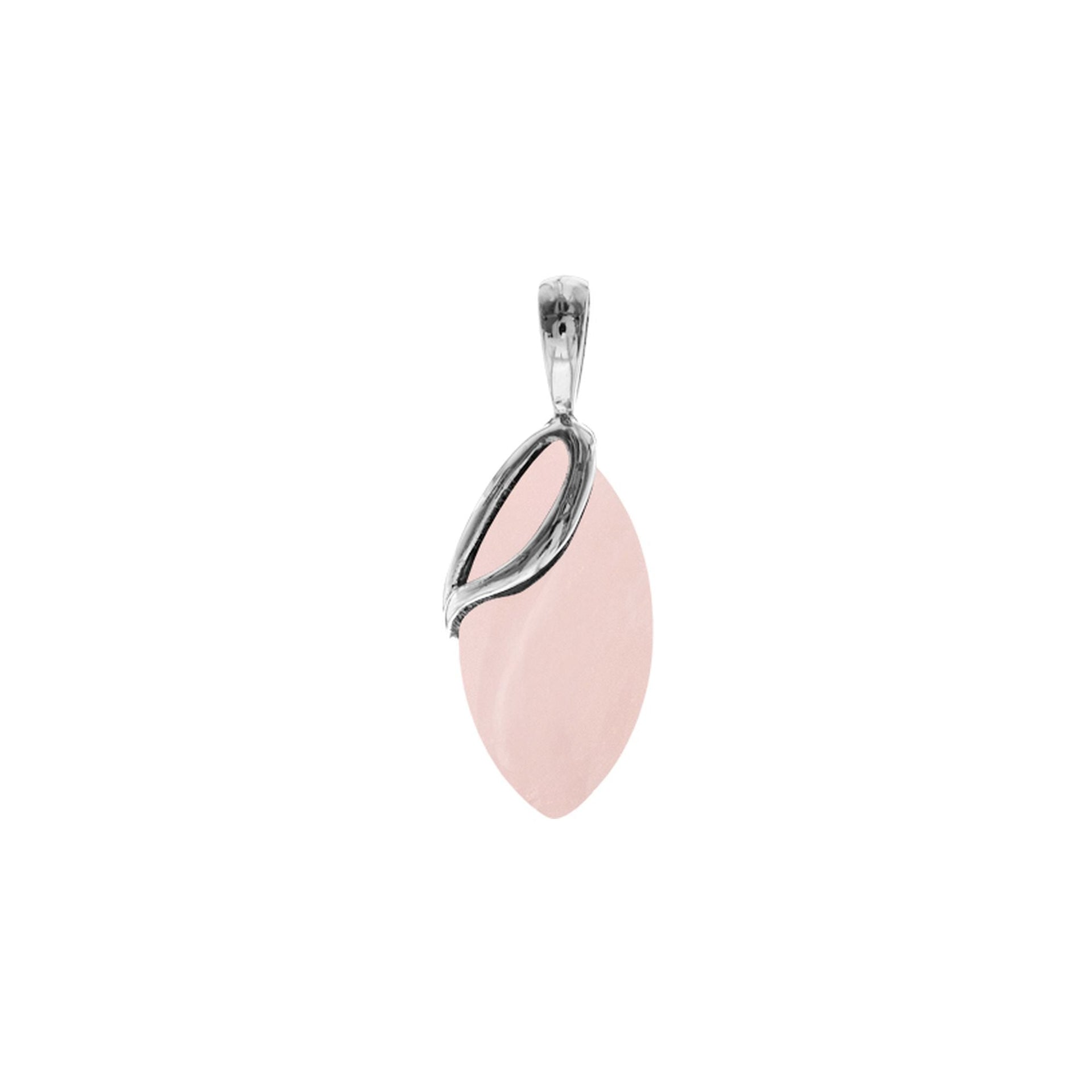 Viola marquis rose quartz overlay pendant