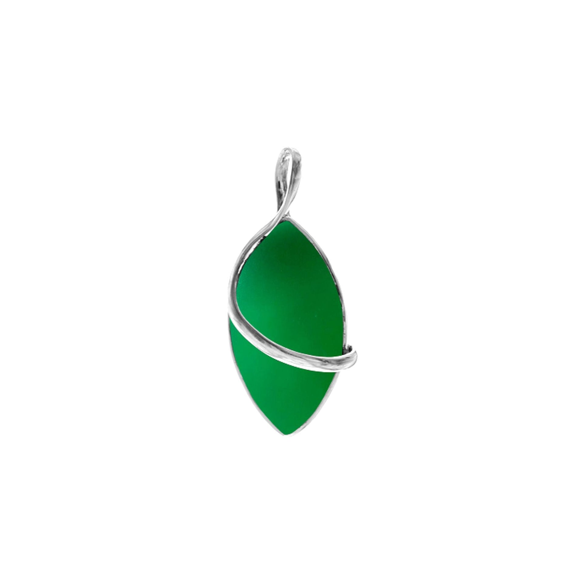 Viola large green agate marquis single wire pendant