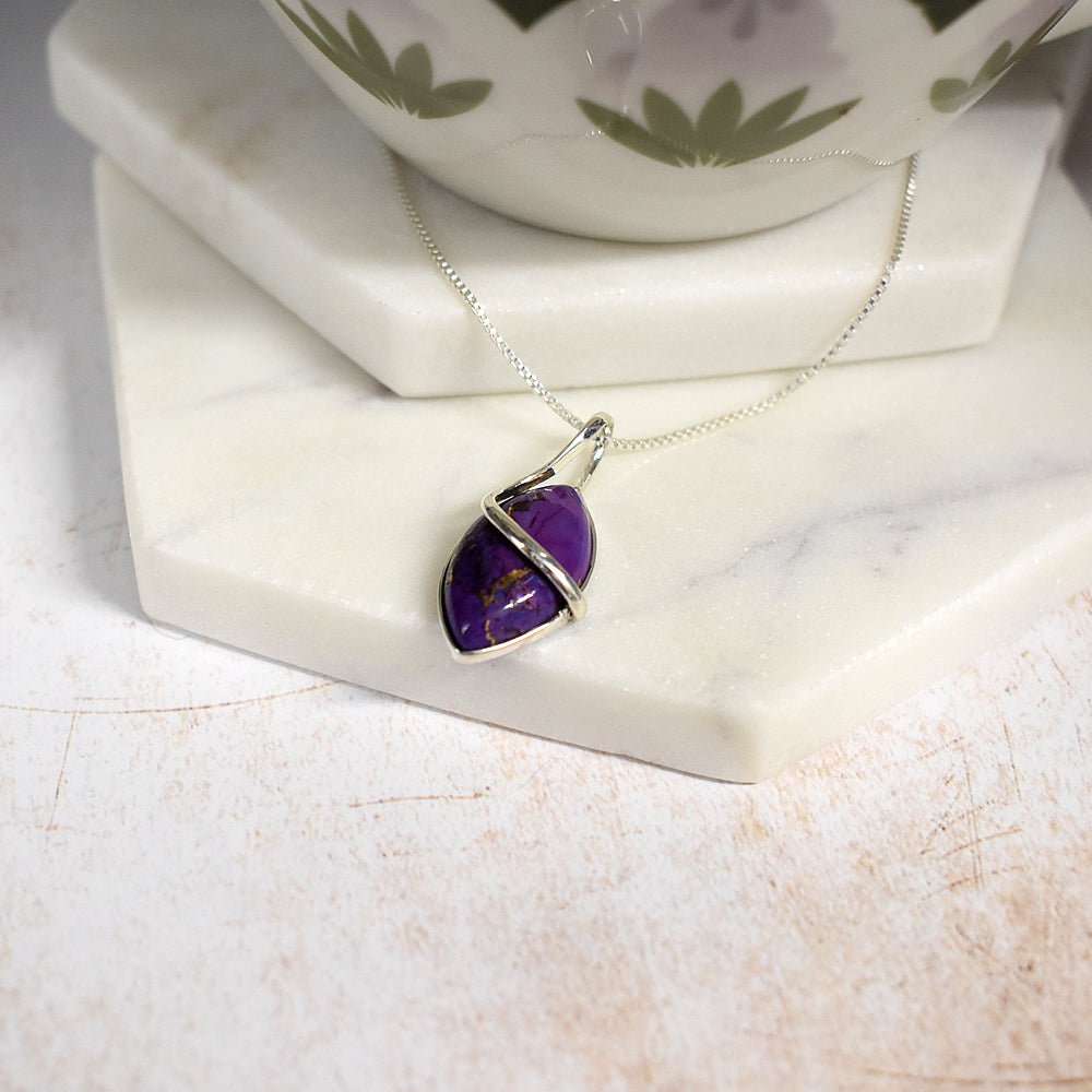 Viola purple mohave turquoise marquis single wire pendant