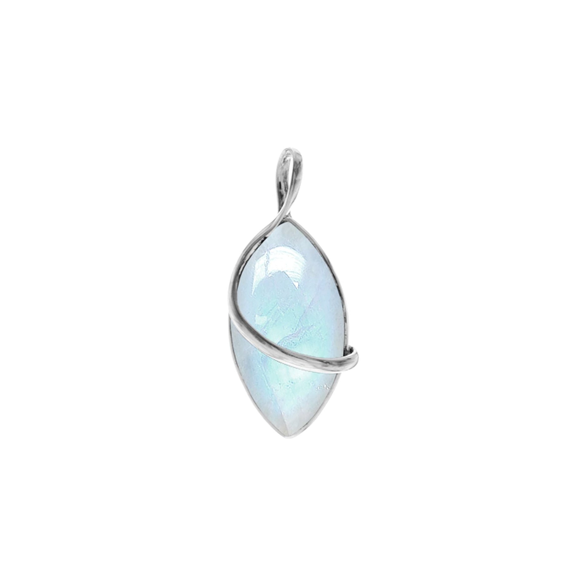 Viola rainbow moonstone marquis single wire pendant