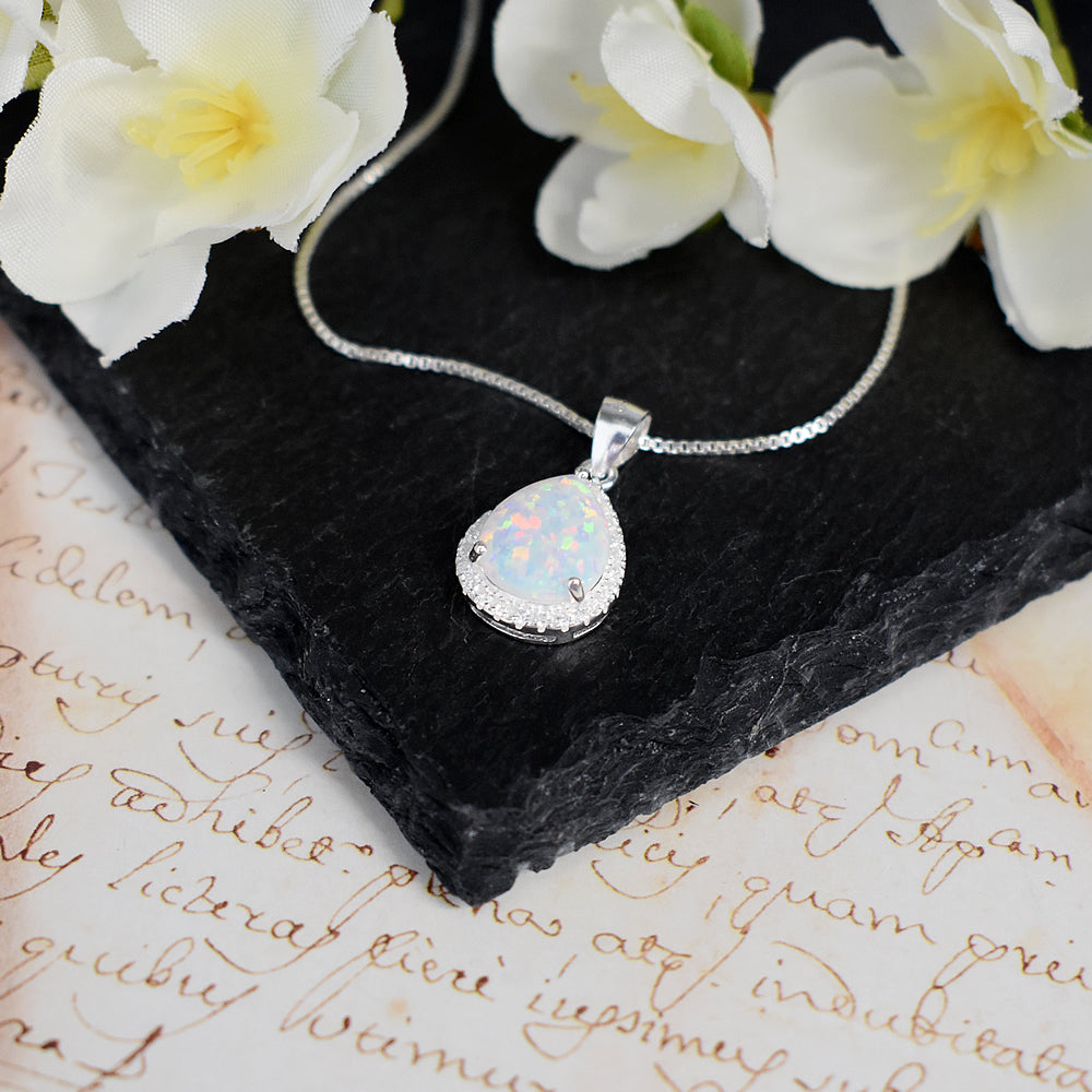 Aisha teardrop white pendant