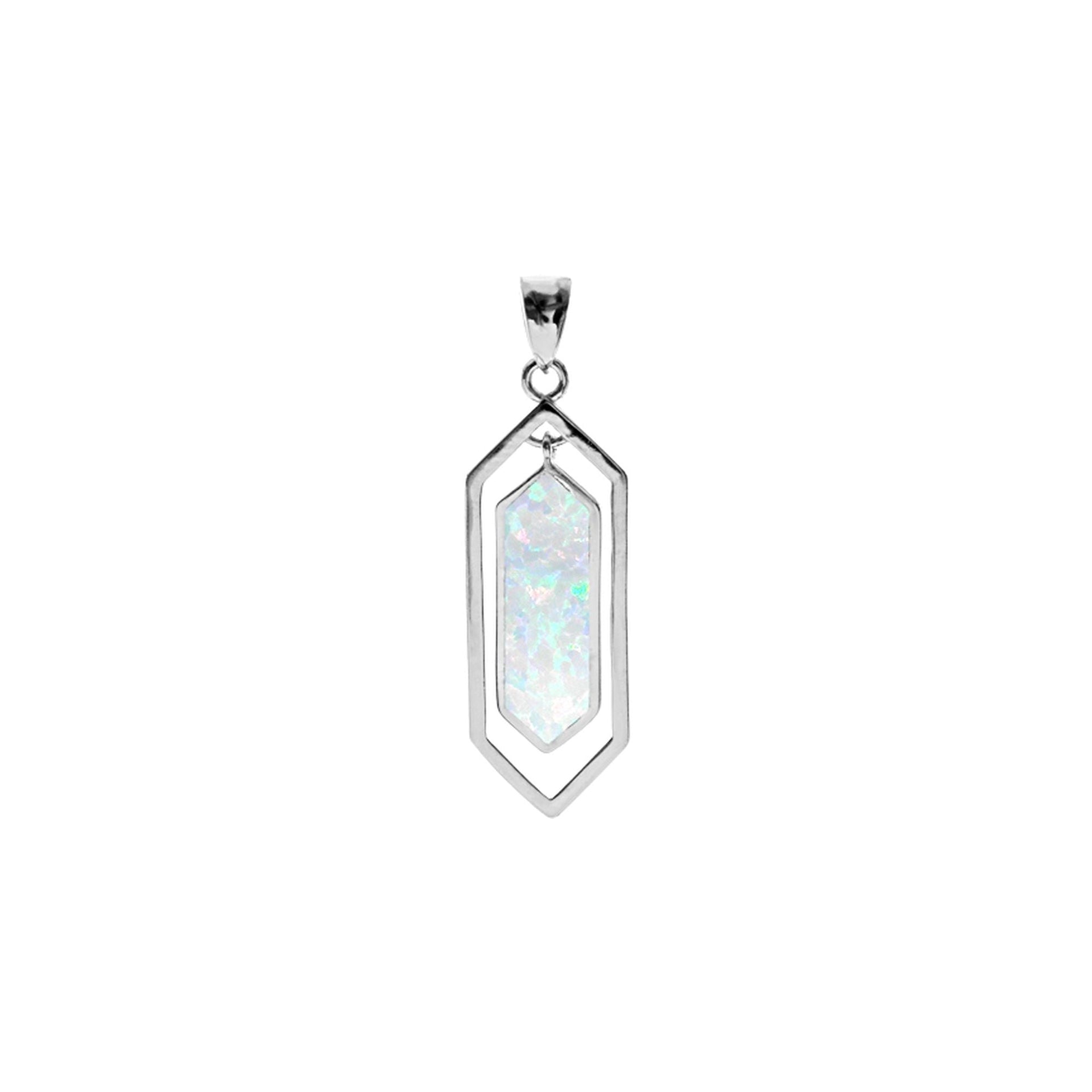Celeste elongated hexagon white pendant