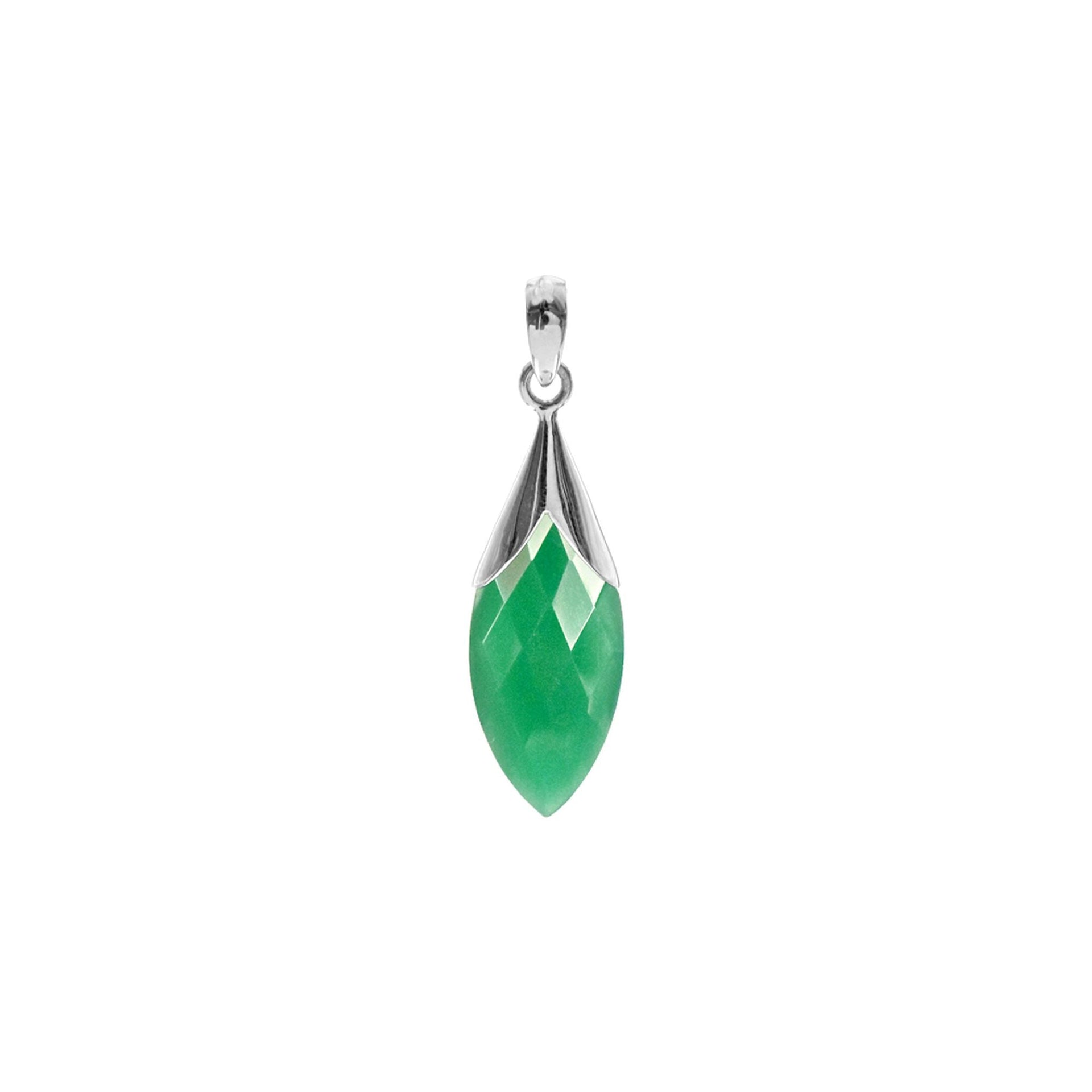Viola marquis green agate capped pendant