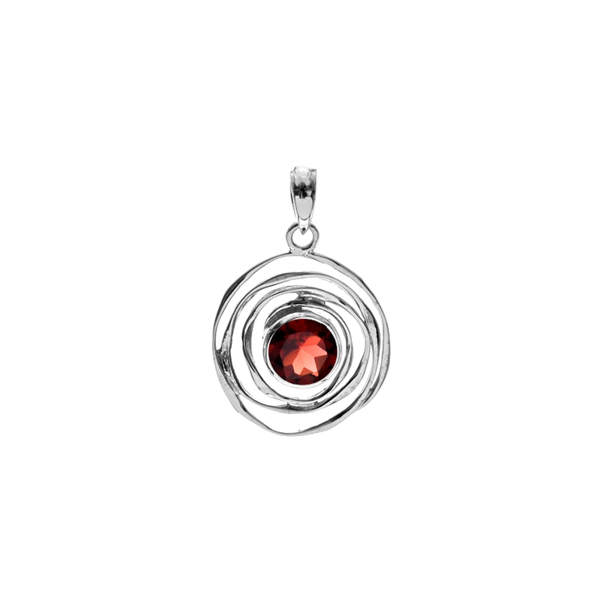 Lexi small spider web garnet facet pendant