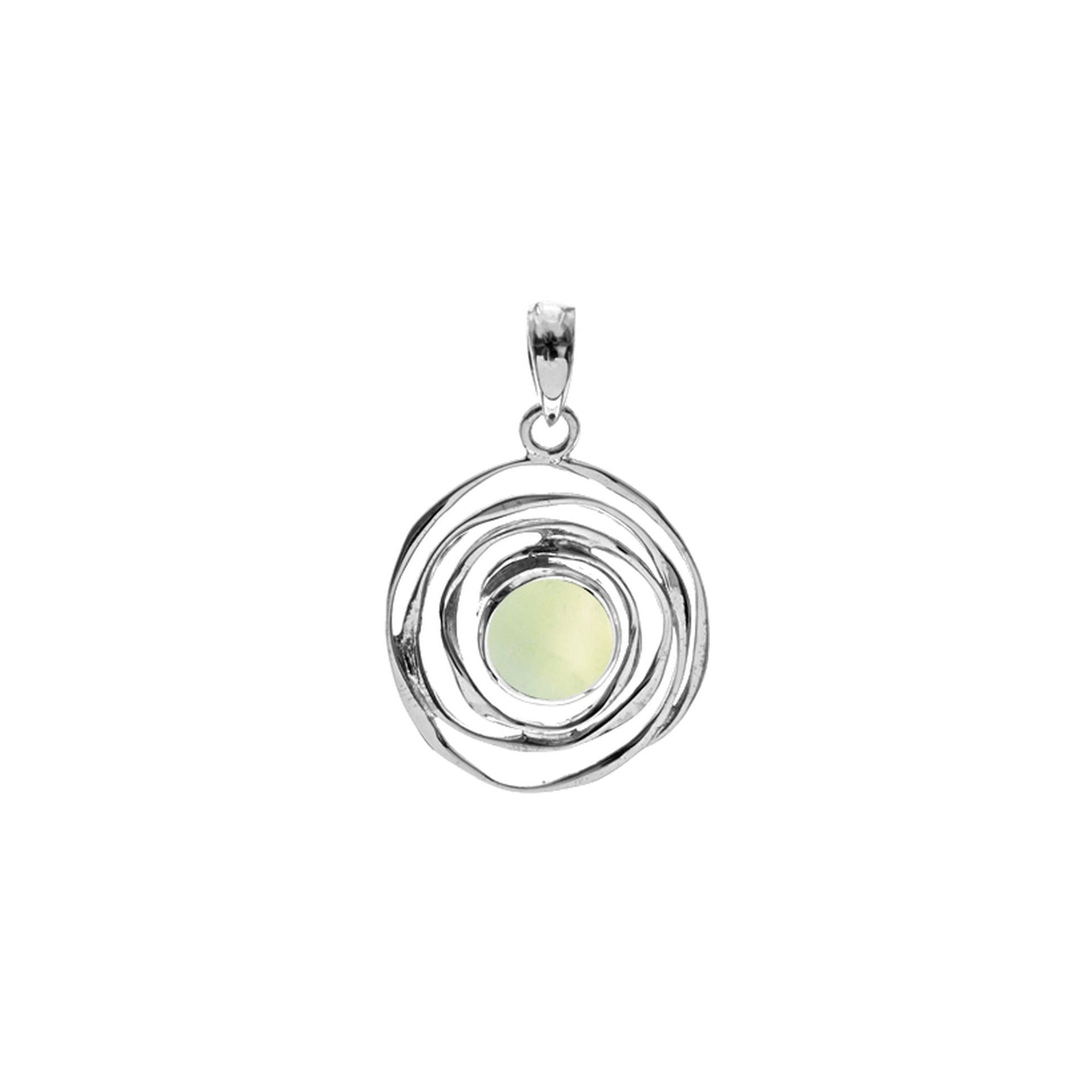 Lexi small spider web prehnite pendant