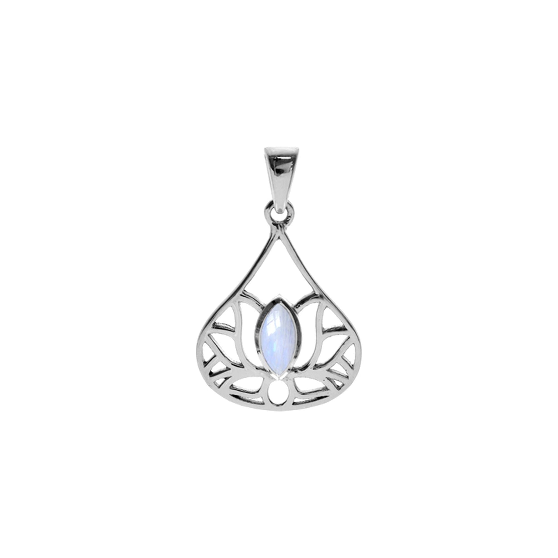 Tilly lotus rainbow moonstone pendant