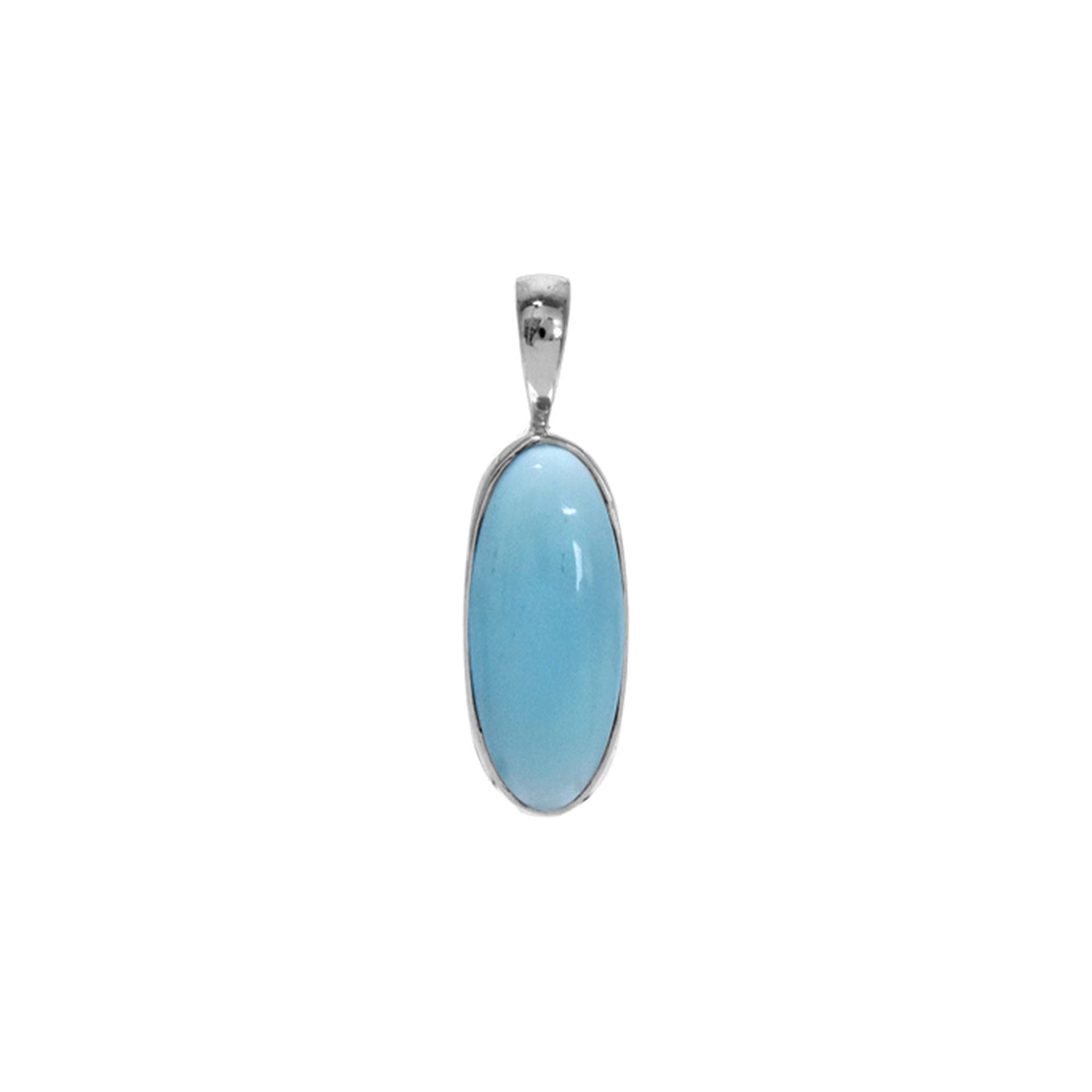 Samira long oval blue chalcedony pendant