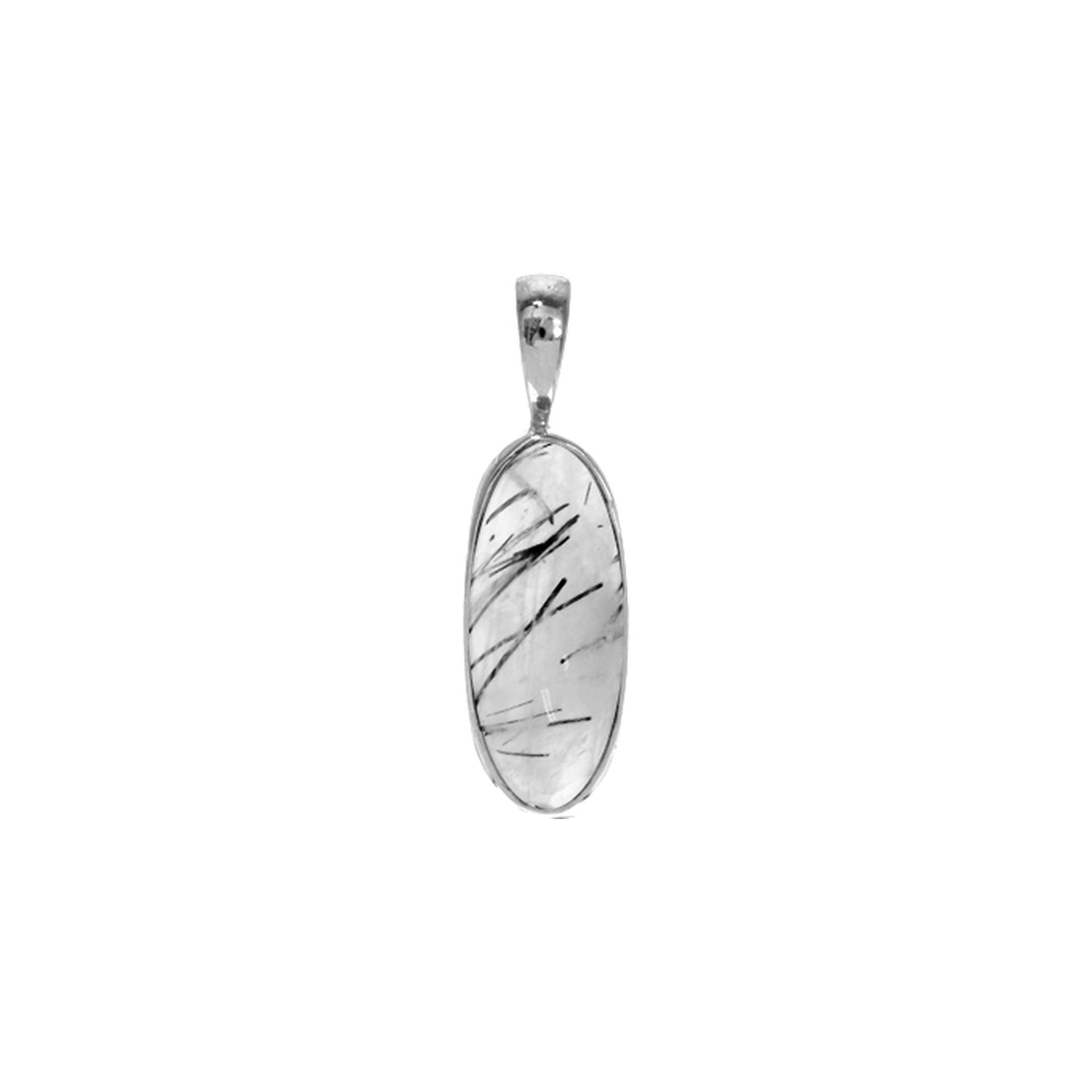 Samira long oval tourmalated quartz pendant