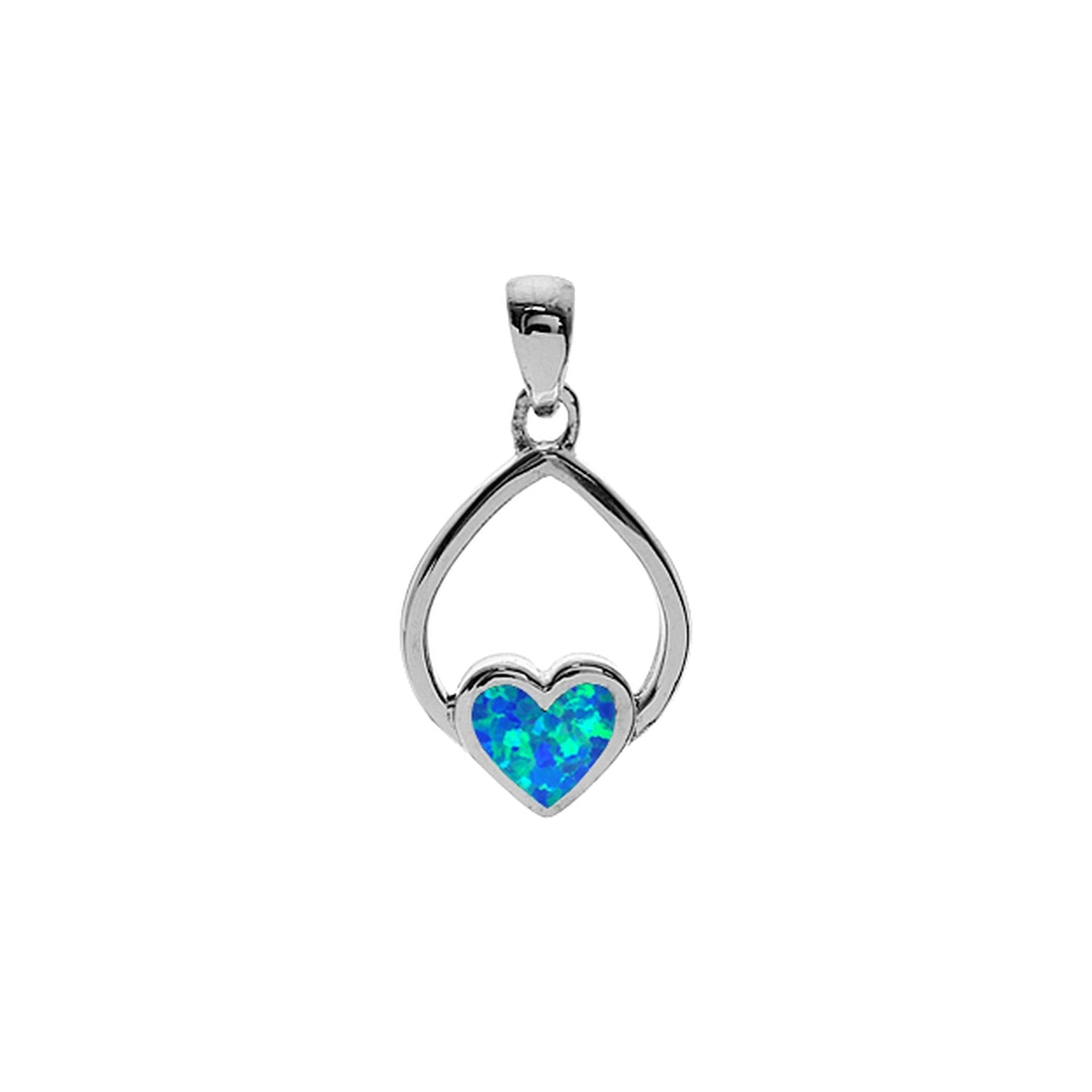 Antoinette blue heart in teardrop pendant