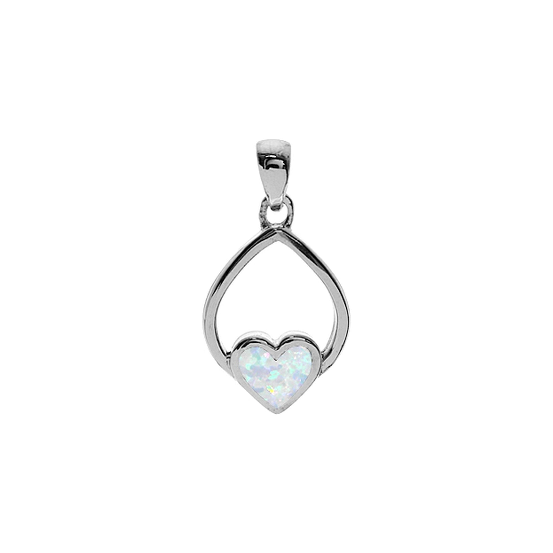 Antoinette white heart in teardrop pendant