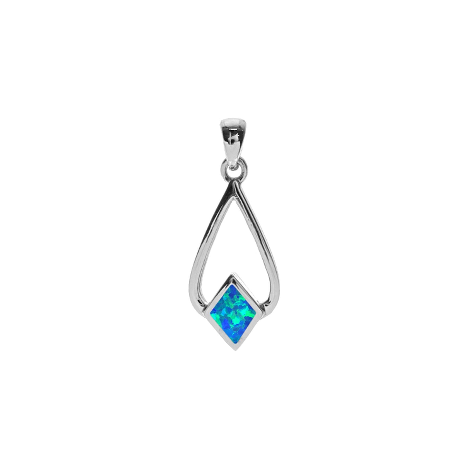 Celeste blue diamond and wire pendant