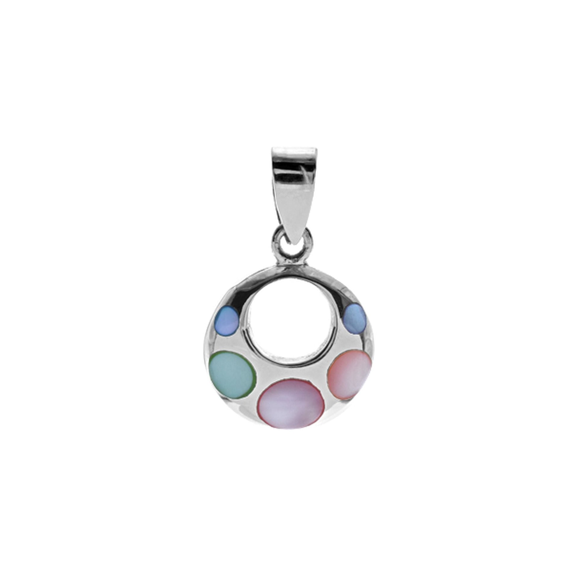Bronwen mother of pearl round spotty pendant