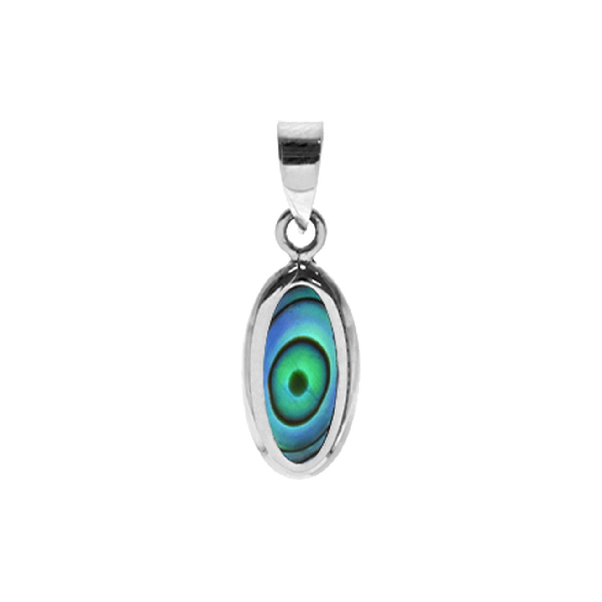 Bronwen elliptical paua shell pendant