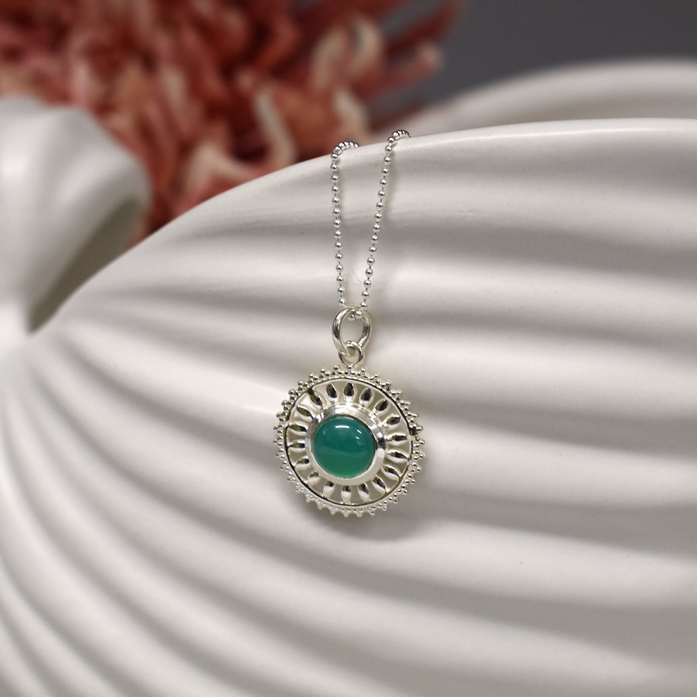 Tilly mandala pendant with green agate