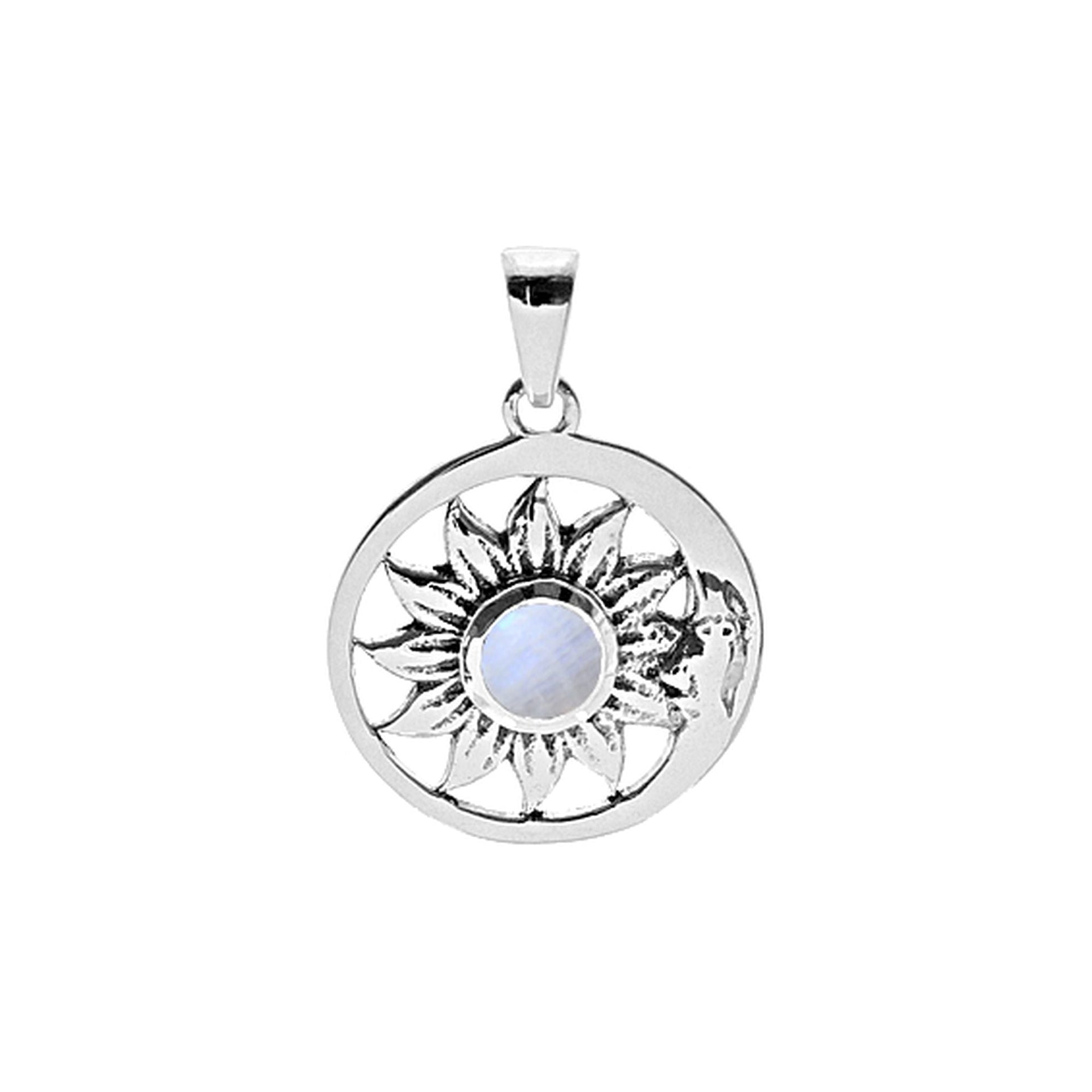 Zora moonflower pendant with rainbow moonstone