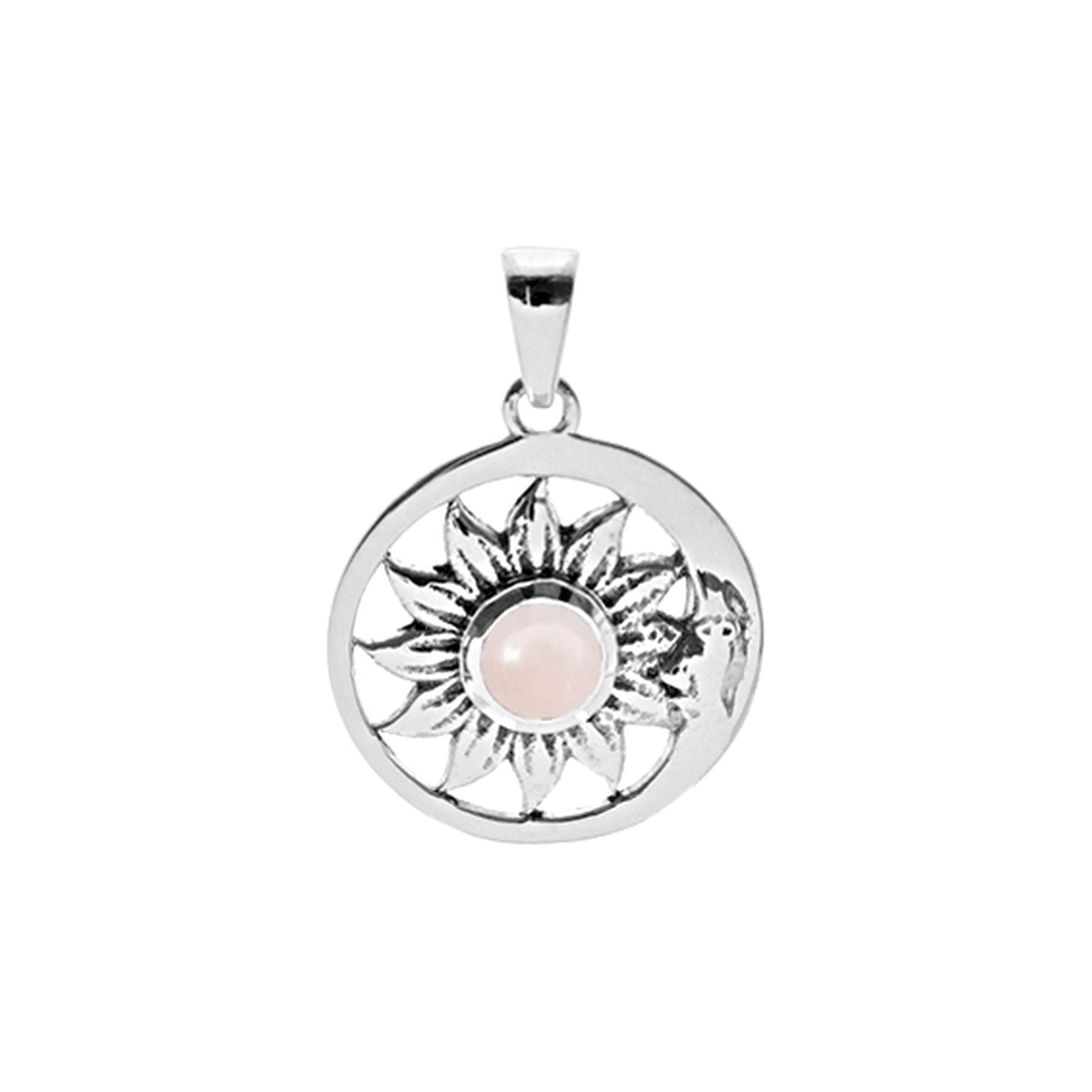 Zora moonflower pendant with rose quartz