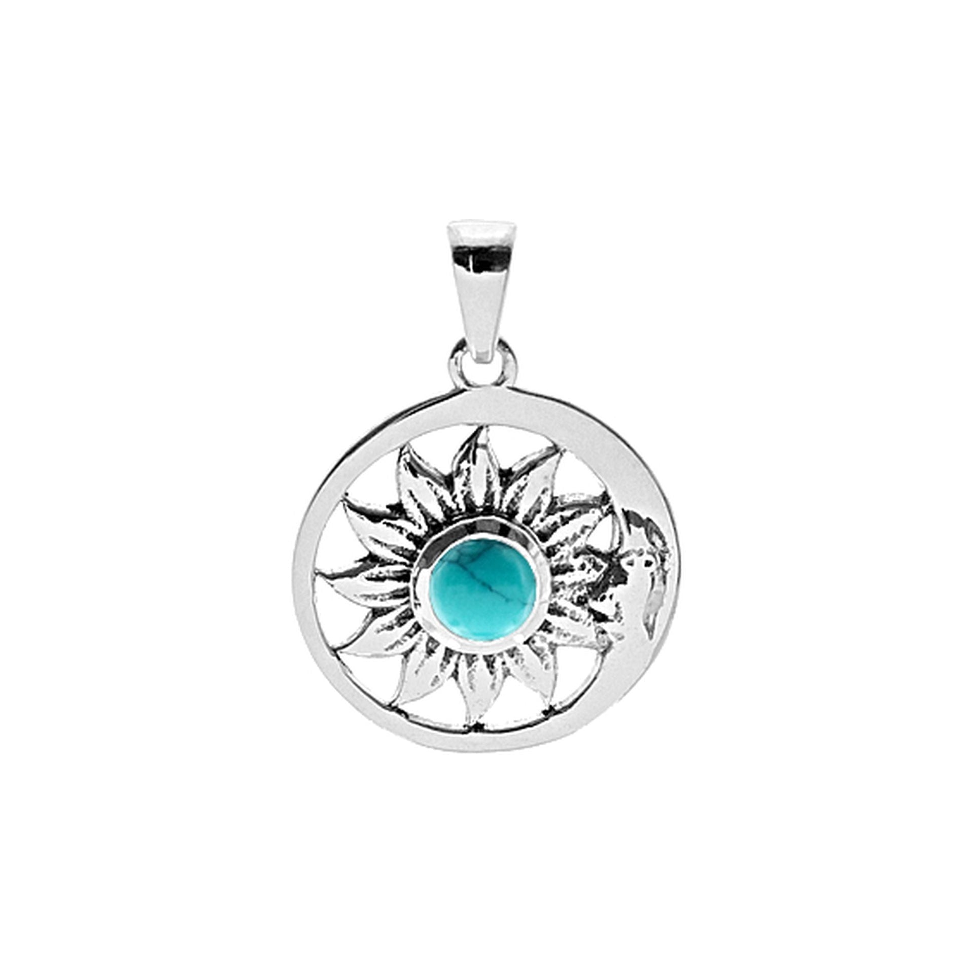 Zora moonflower pendant with turquoise