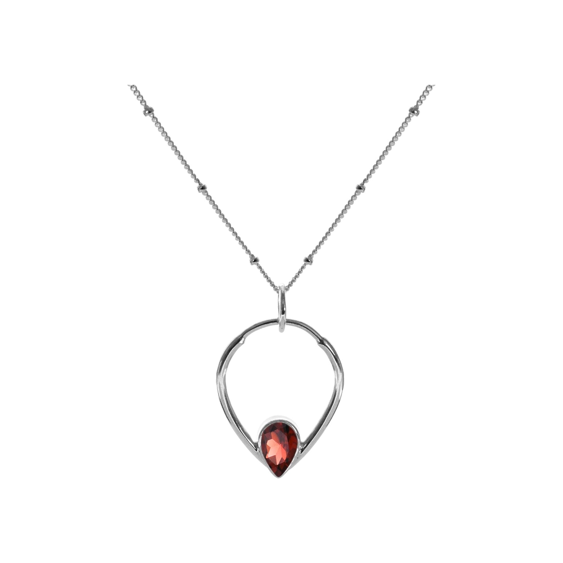 Bridget inverted teardrop necklace with garnet