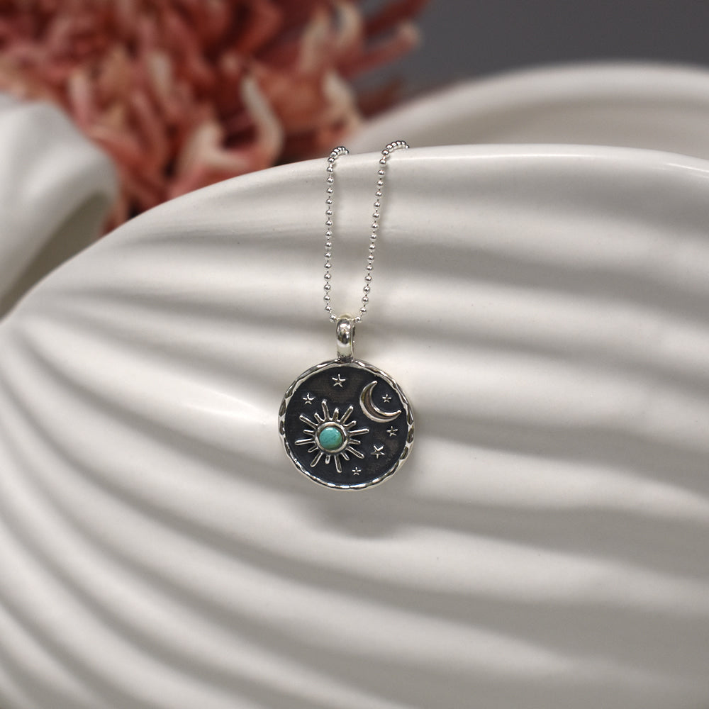 Zora turquoise celestial pendant