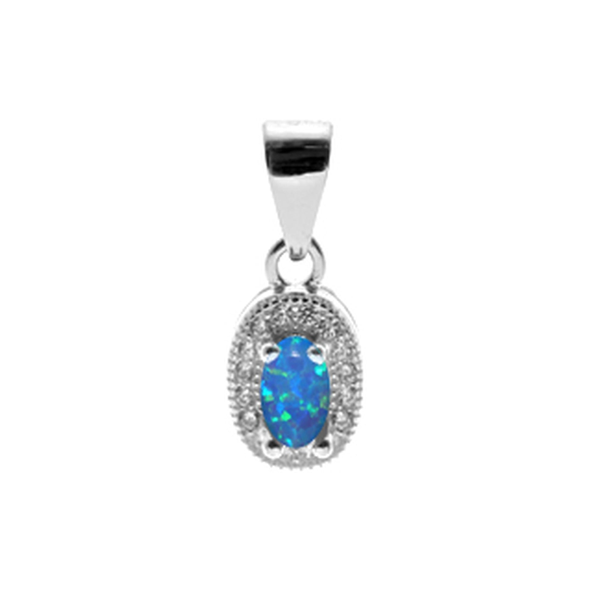 Aisha oval blue opalique sparkle pendant