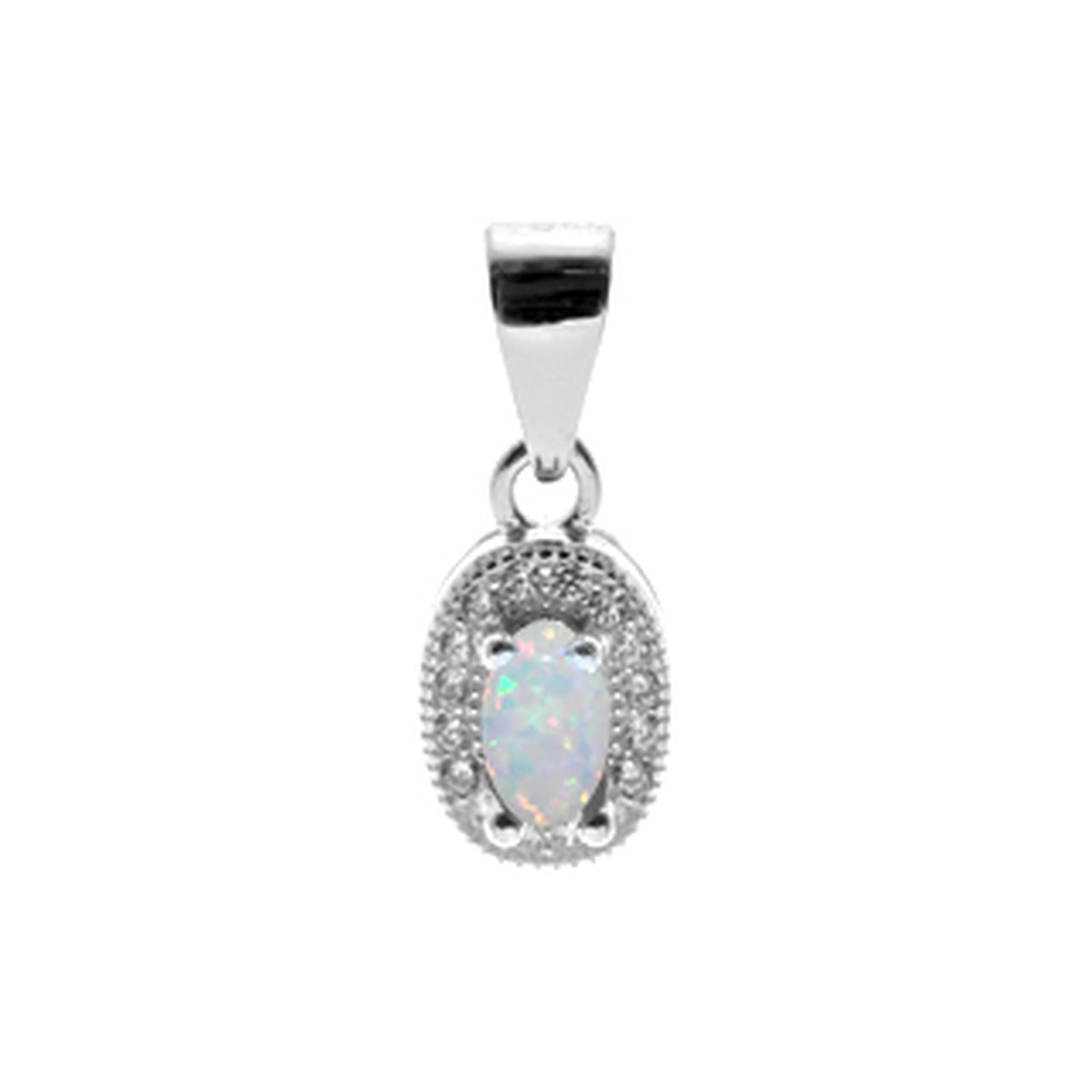 Aisha oval white opalique sparkle pendant