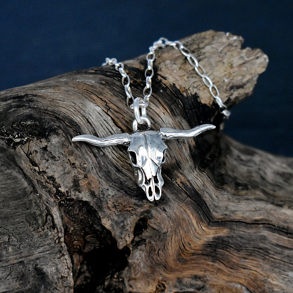 Harley horned bull skull pendant