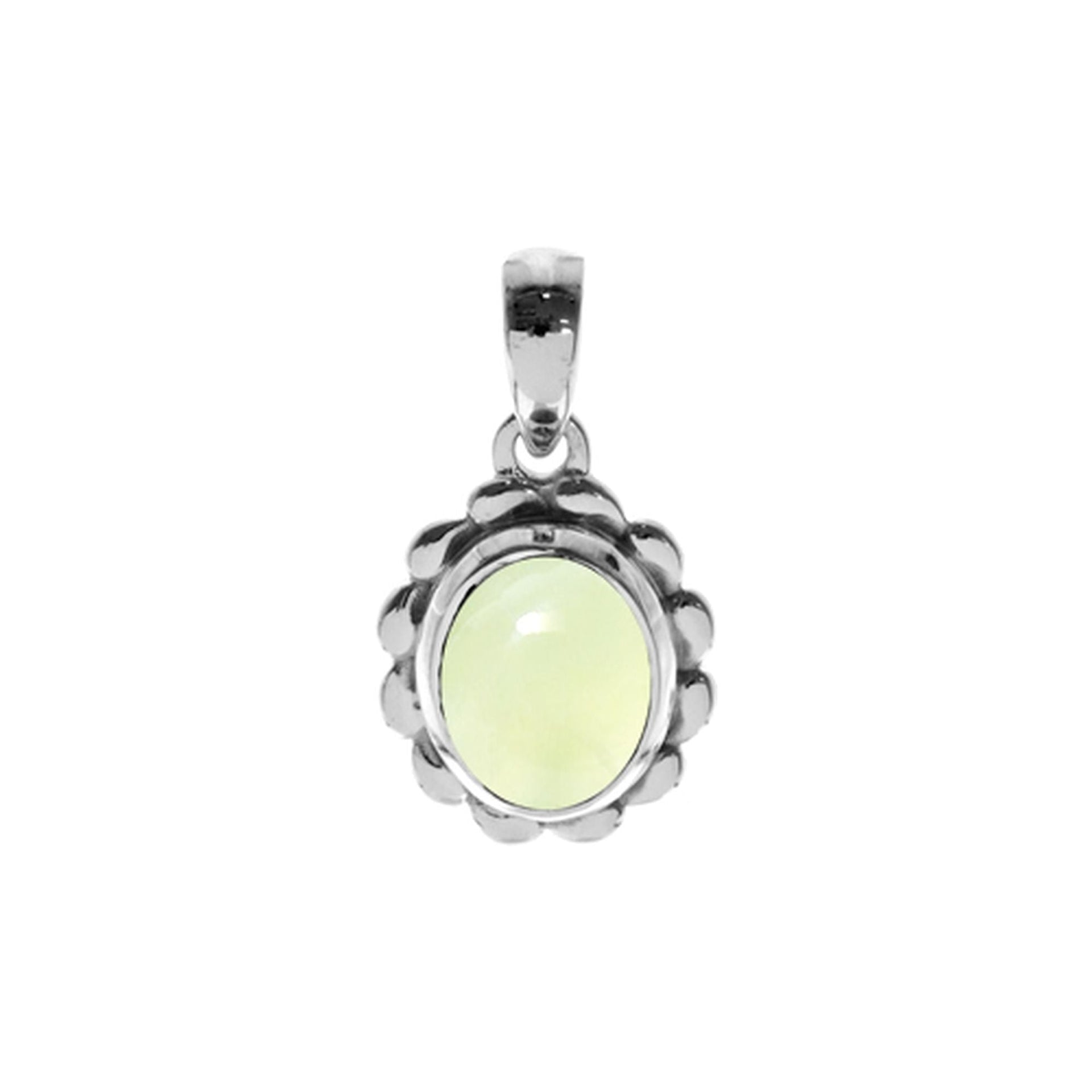 Bridget frilled edge prehnite pendant