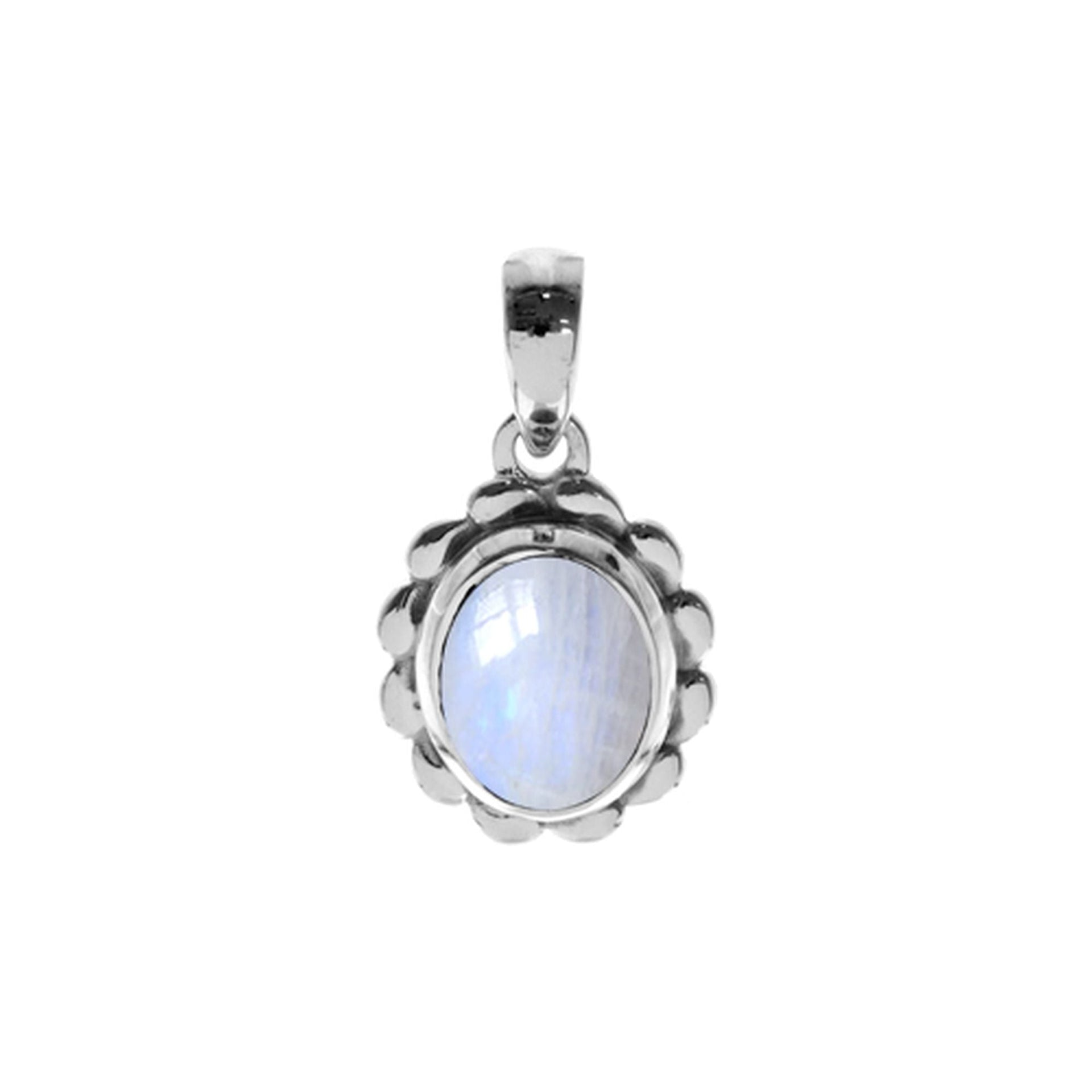 Bridget frilled edge rainbow moonstone pendant