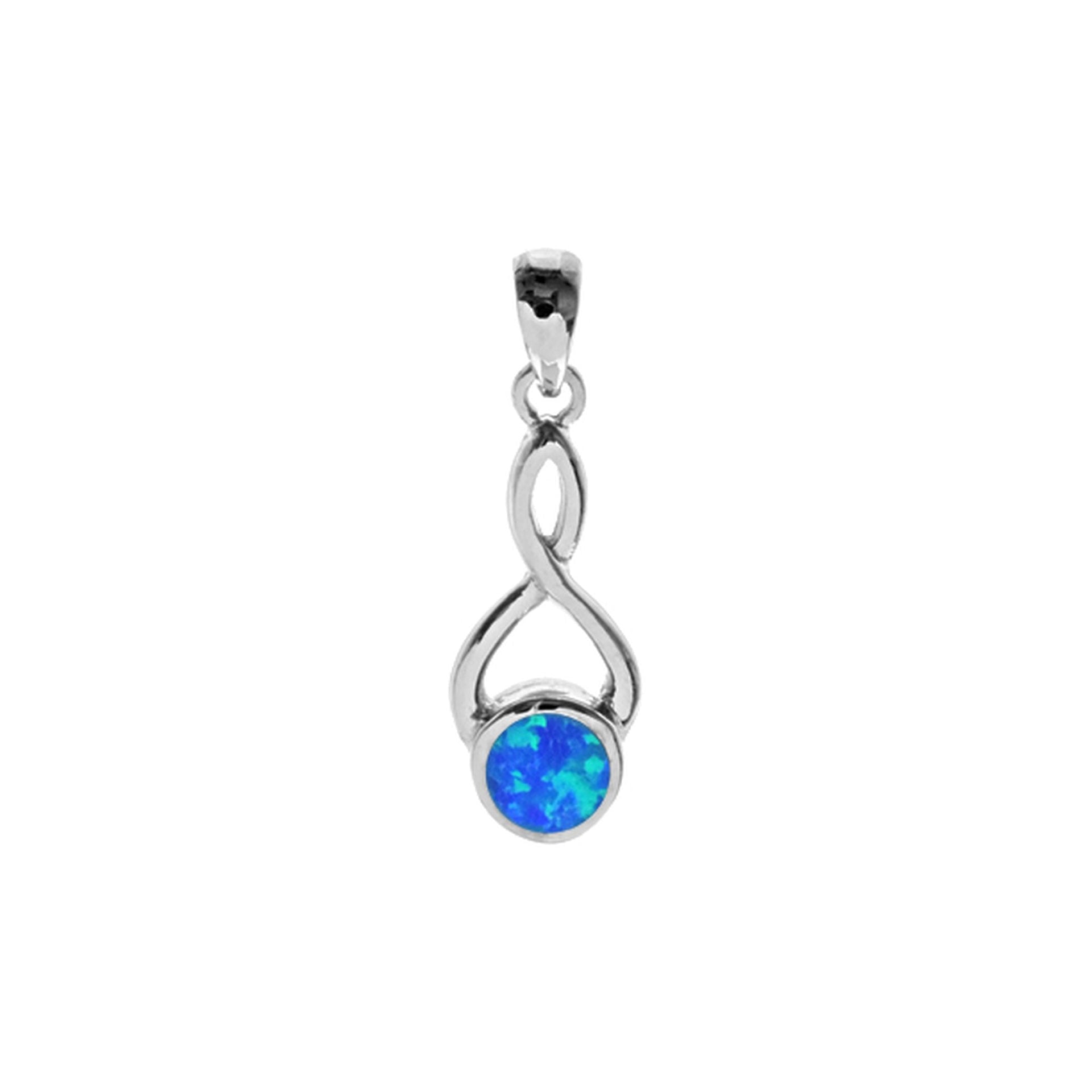 Antoinette round blue opalique twist pendant