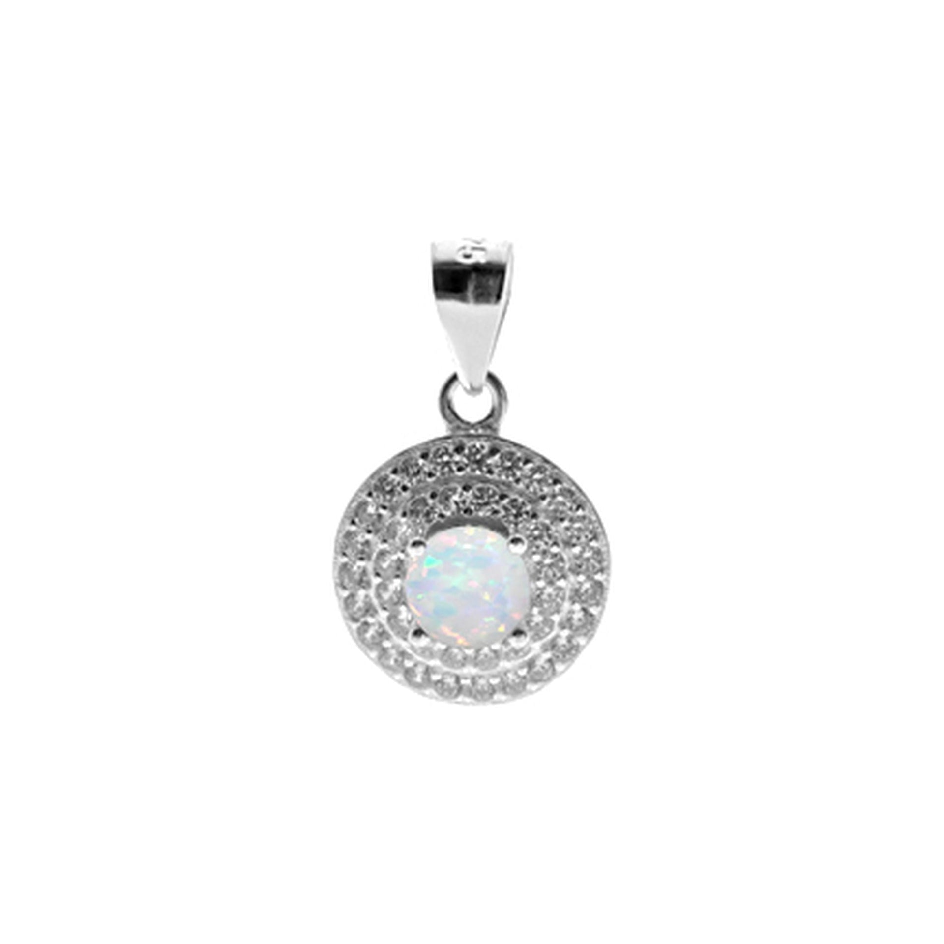 Aisha round white glitz pendant