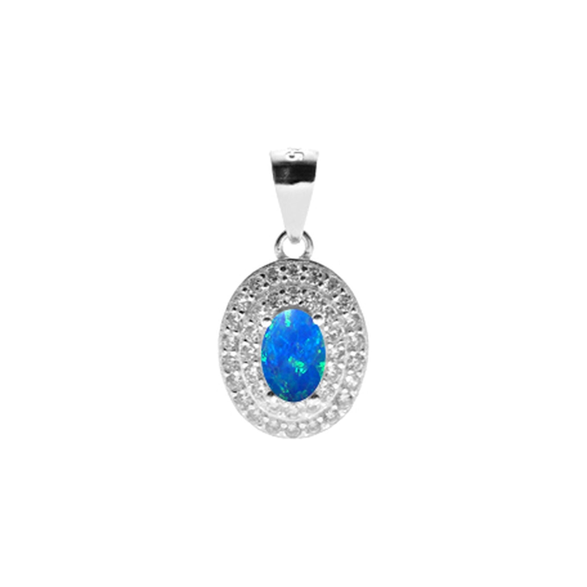 Aisha oval blue glitz pendant