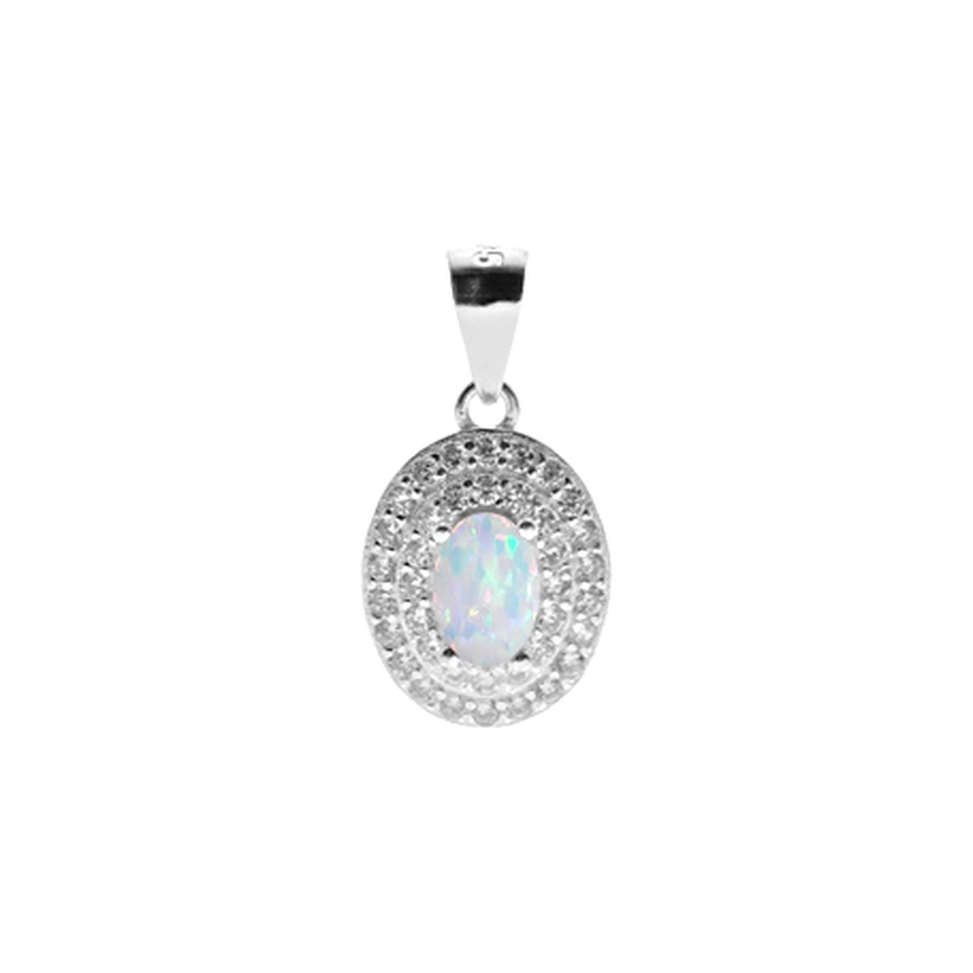 Aisha oval white glitz pendant