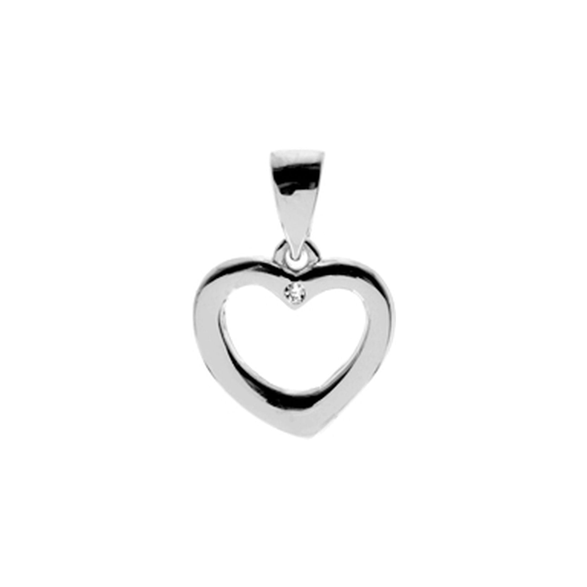 Lily silhouette heart pendant with tiny CZ