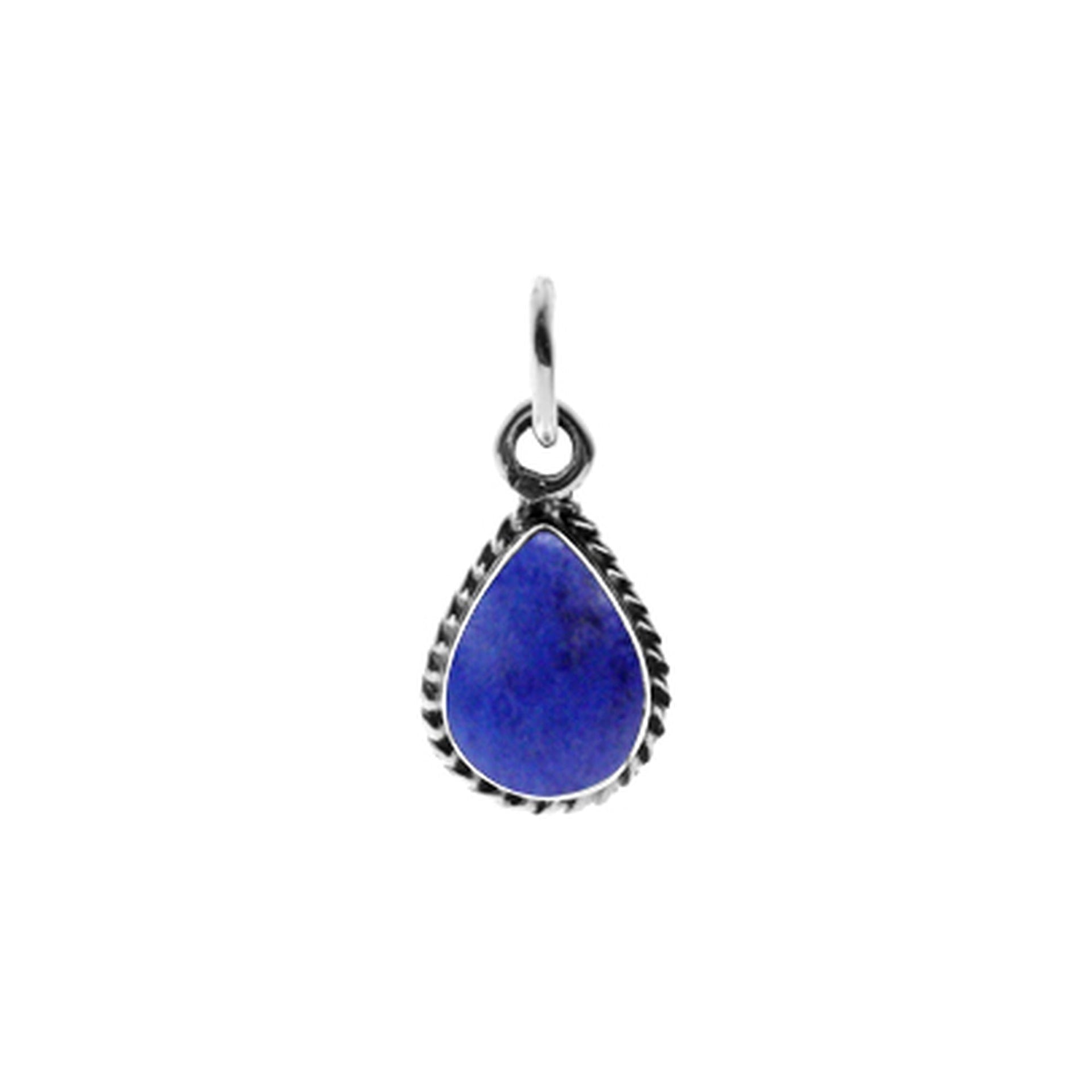 Smile oxidised teardrop pendant with lapis lazuli