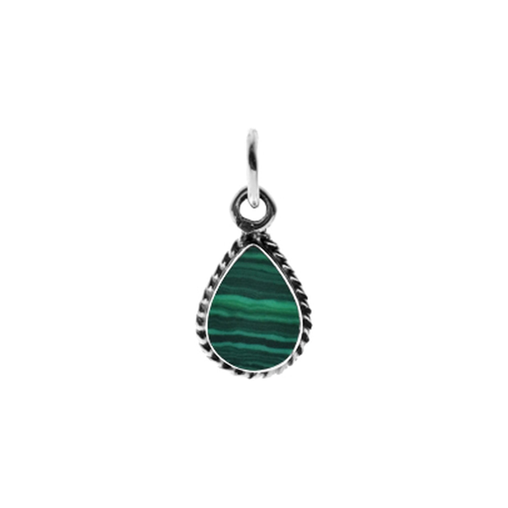 Smile oxidised teardrop pendant with malachite