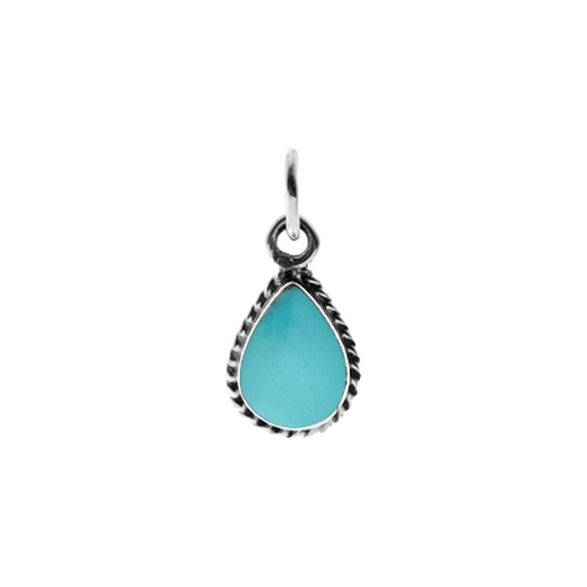 Smile oxidised teardrop pendant with turquoise