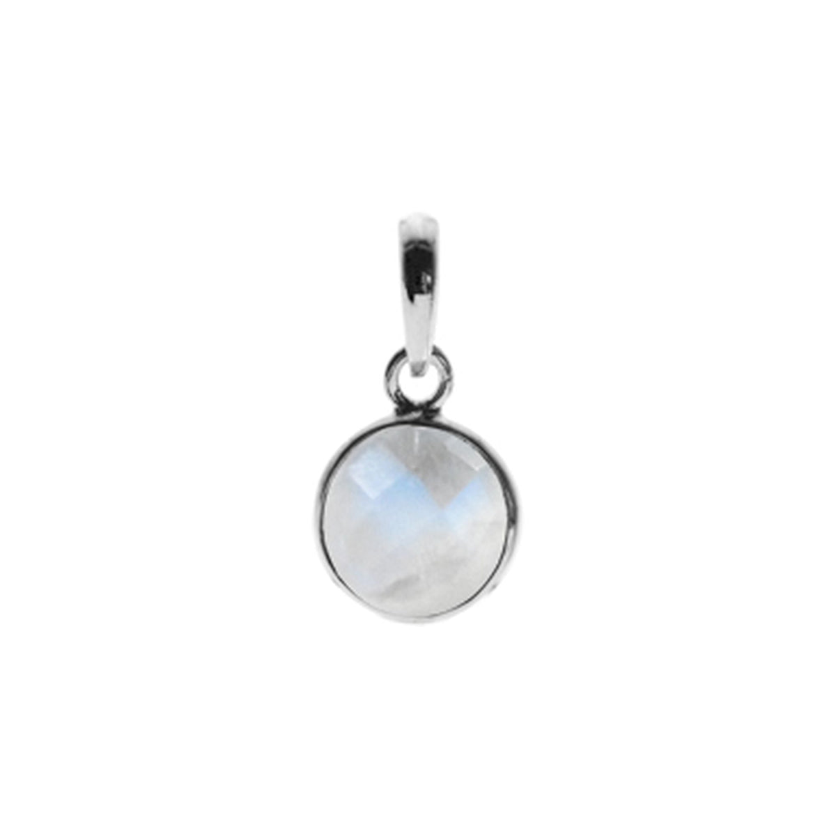 Bridget fine round pendant with rainbow moonstone