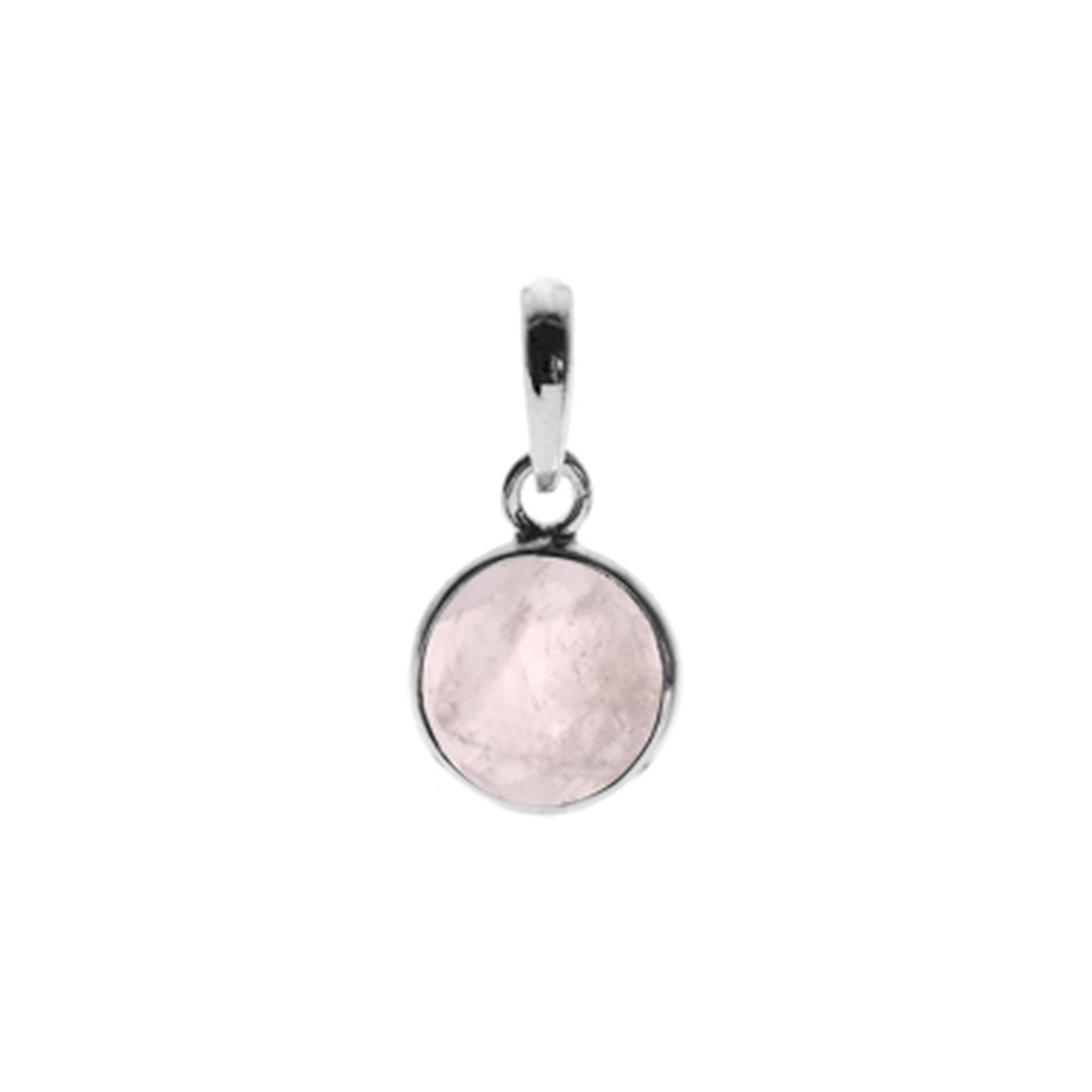 Bridget fine round pendant with rose quartz
