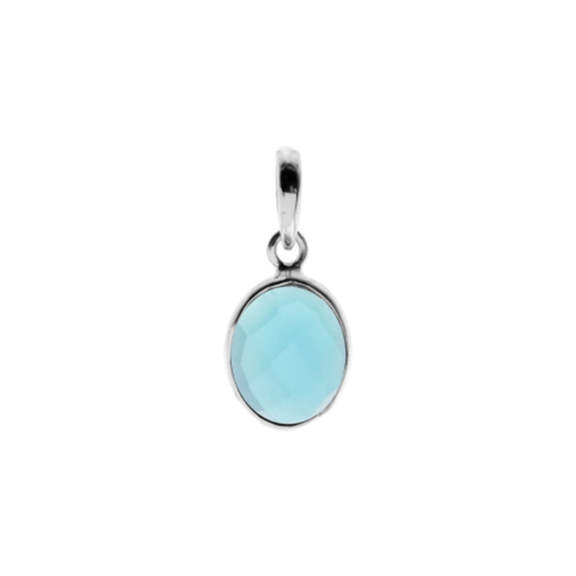 Bridget fine oval pendant with aquamarine