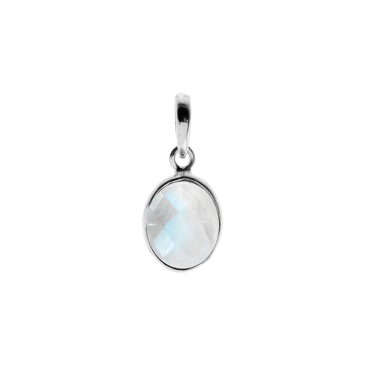 Bridget fine oval pendant with rainbow moonstone
