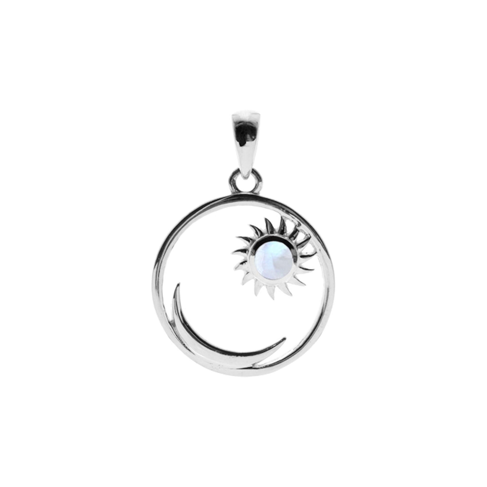 Catalina rainbow moonstone moon and sun pendant
