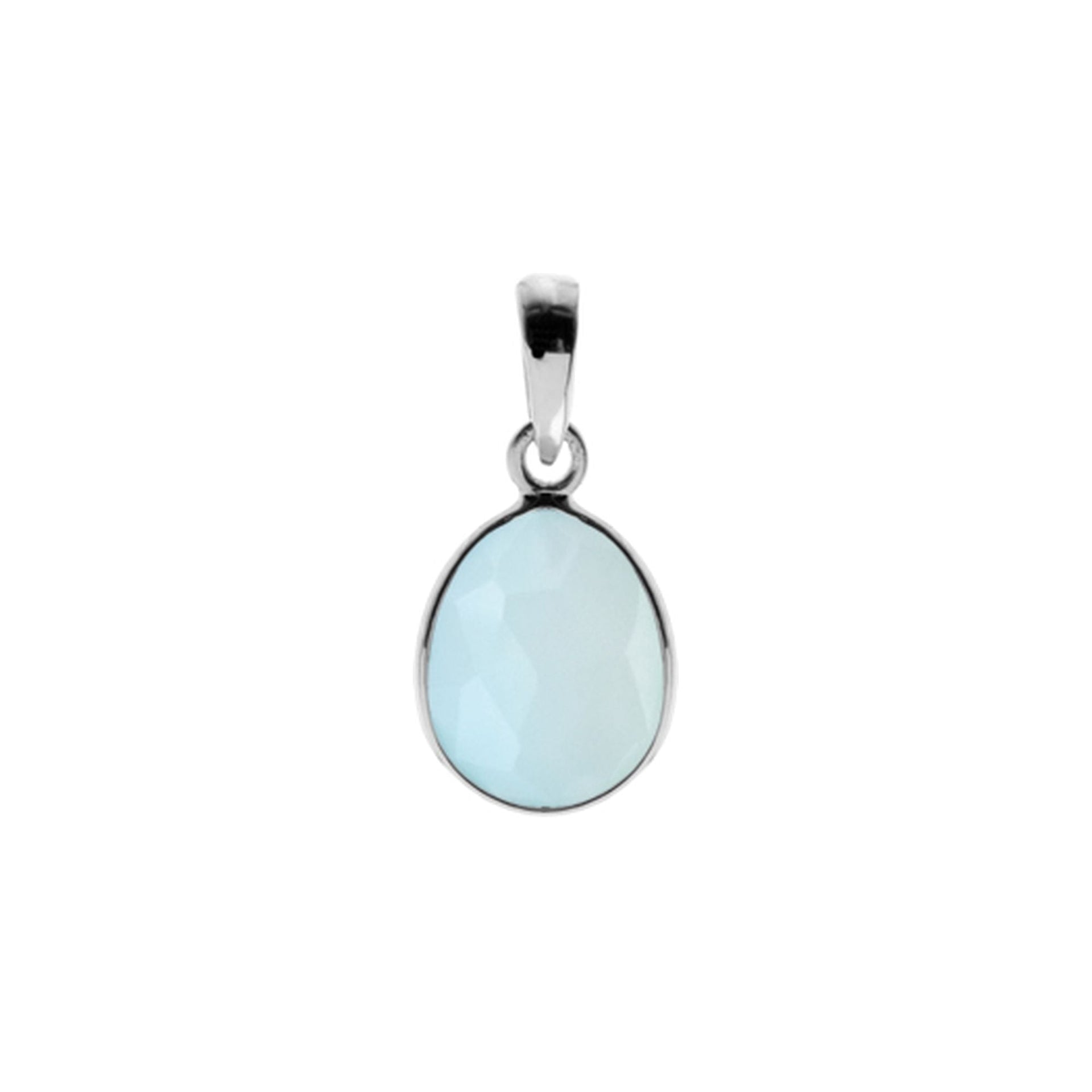 Bridget fine aqua chalcedony pebble pendant
