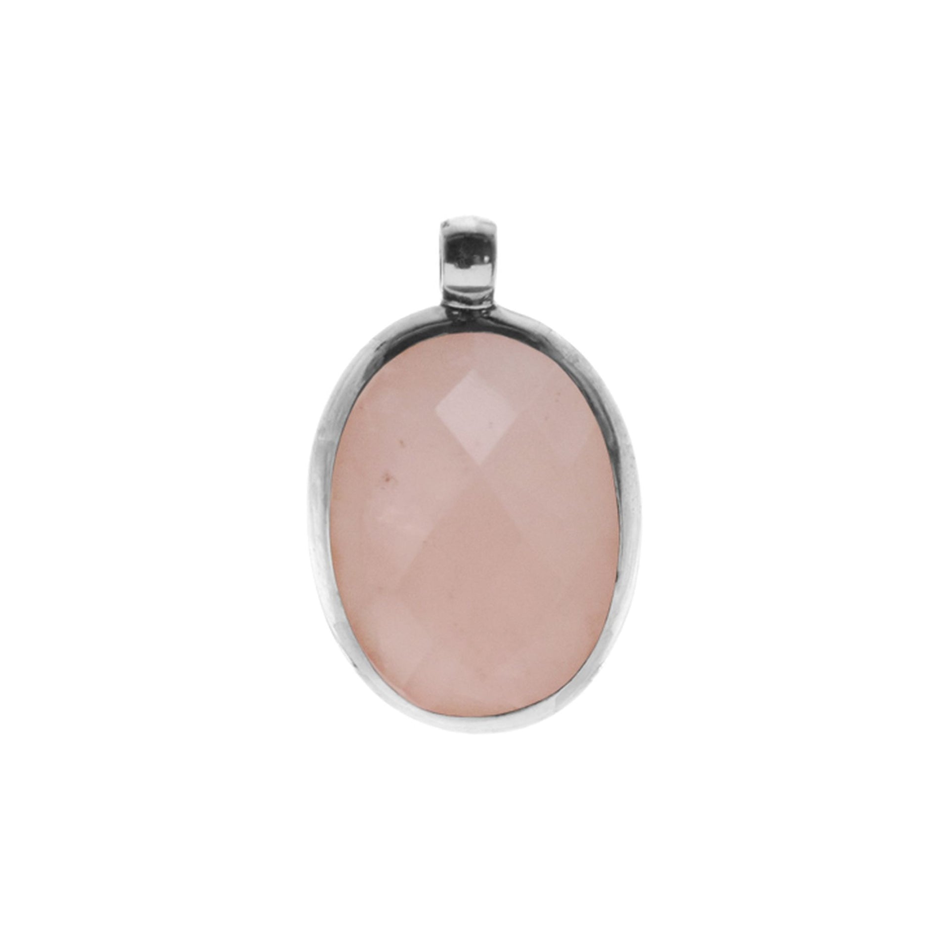 Chloe checkered rose quartz oval pendant