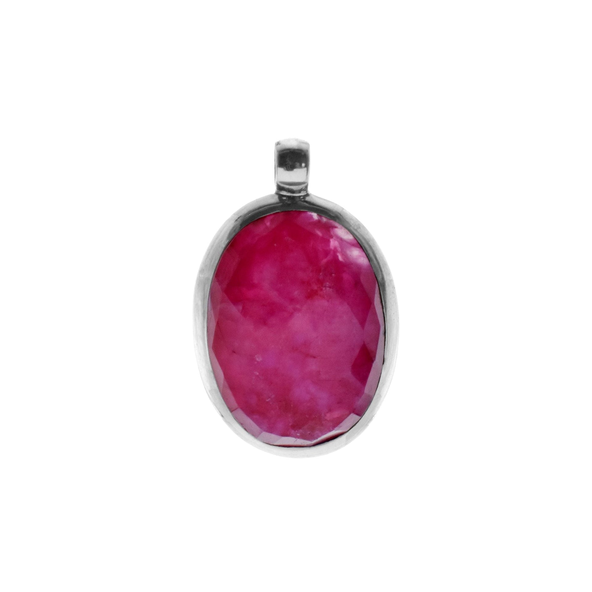 Chloe checkered ruby quartz oval pendant